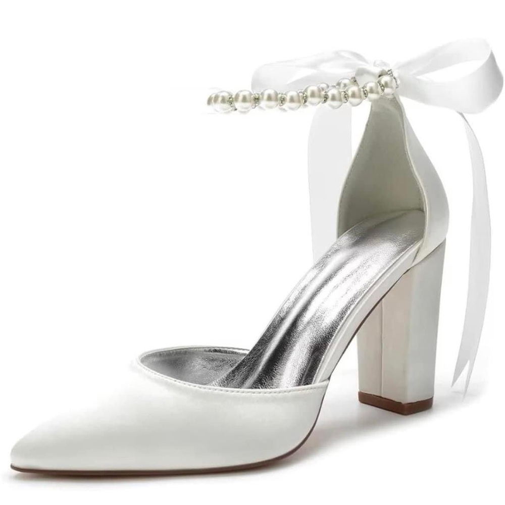 Elegant White Ankle Strap Heels